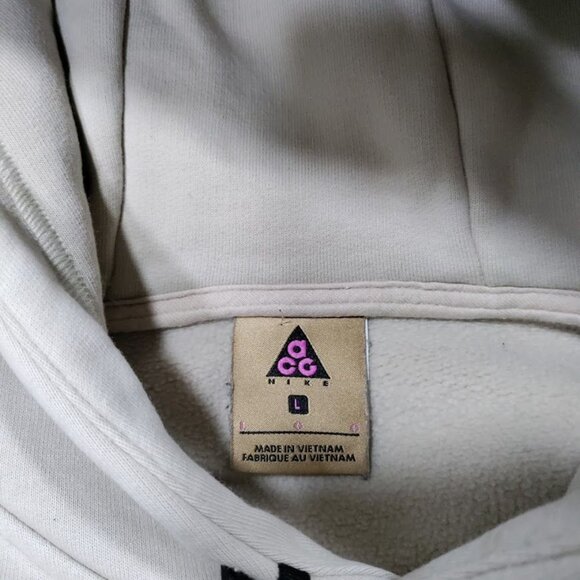 Nike ACG "Go Outside" Beige Hoodie Sweatshirt L Made In Vietnam Cotton/Polyester - Picture 4 of 16